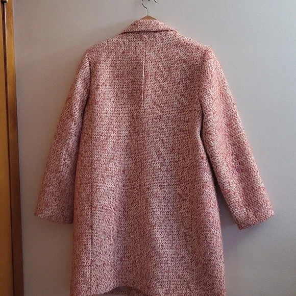 J. Crew Daphne Top Coat Italian Tweed Guava Pink Size 12 - Picture 6 of 11